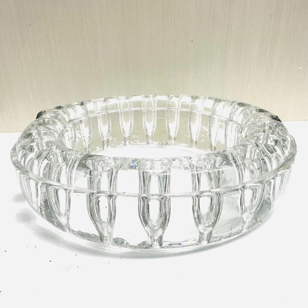 Vintage Heavy Glass Floral Arrangement Holder Flower Frog 2 Pieces Circular